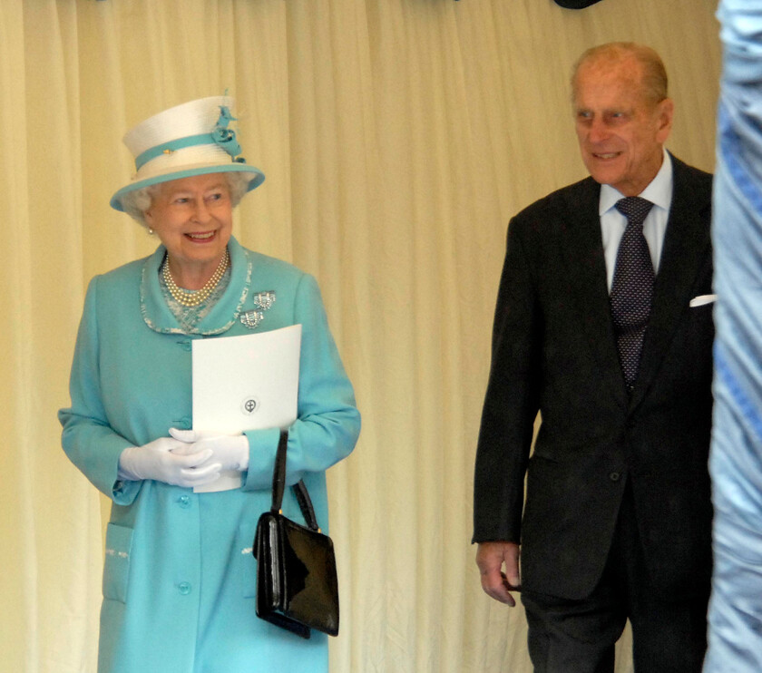 113204s01a 
 113204 - Duke of Edinburgh's 90th Birthday Service at St. Georges Chapel, Windsor - Mike Swift 12/6/2011
HM The Queen with the Birthday boy