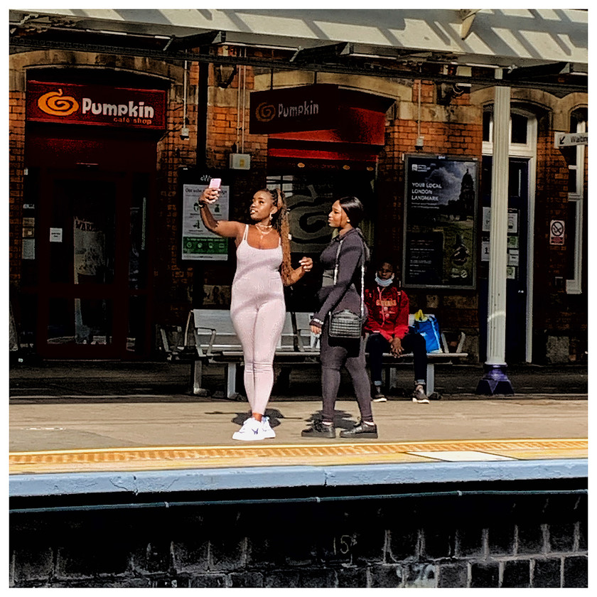 Selfie 6439 
 Slough Station 2020, iPhonography project while service disruption for Covid 19 
 Keywords: Slough, Railway, Station, Streetphotography, photography, abstract, selfie, trains, bridge, Berkshire