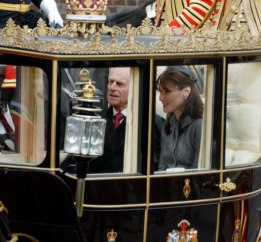 08-0632 39 
 State visit of Nicolas Sarkozy, President of the French Republic and Madame Nicolas Sarkozy, Windsor Riverside Station, with HM queen and the Duke of Ed - Mike Swift 25/3/08