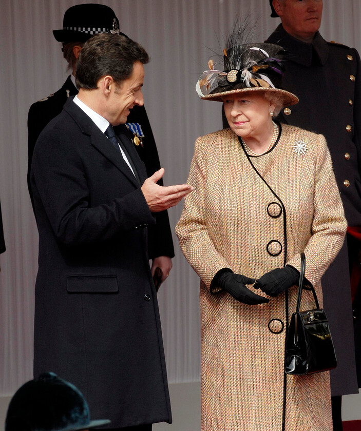 08-0632 34 
 State visit of Nicolas Sarkozy, President of the French Republic and Madame Nicolas Sarkozy, Windsor Riverside Station, with HM queen and the Duke of Ed - Mike Swift 25/3/08